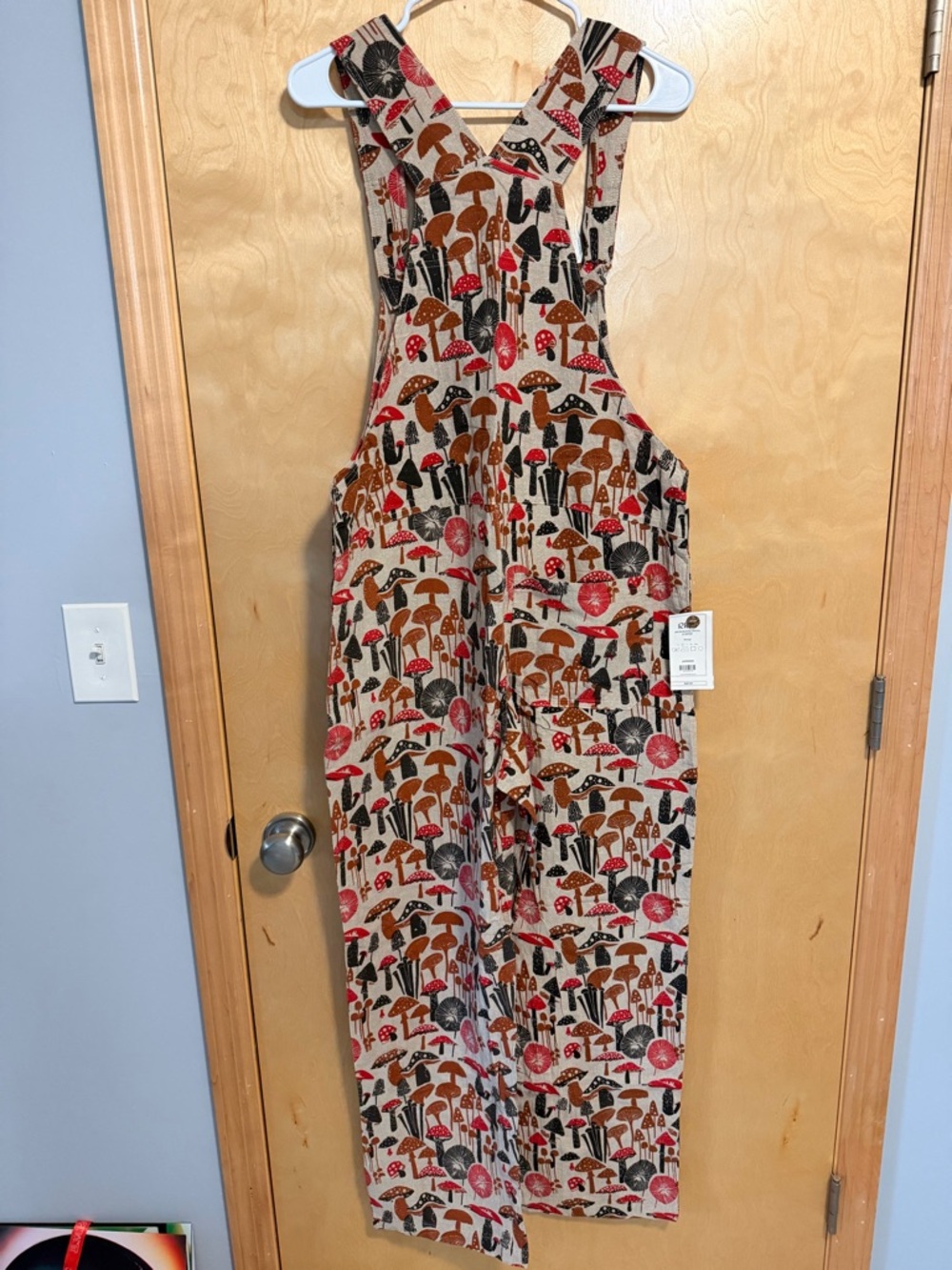 Mushroom Print Overalls - Festival Boho 🤩 NWT 100% Cotten - Picture 3 of 11